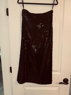 ANTONIO MELANI Black Sequin Midi Skirt